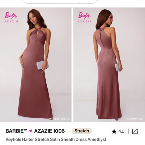 Azazie Keyhole Halter Dress Amethyst - Picture 2 of 3